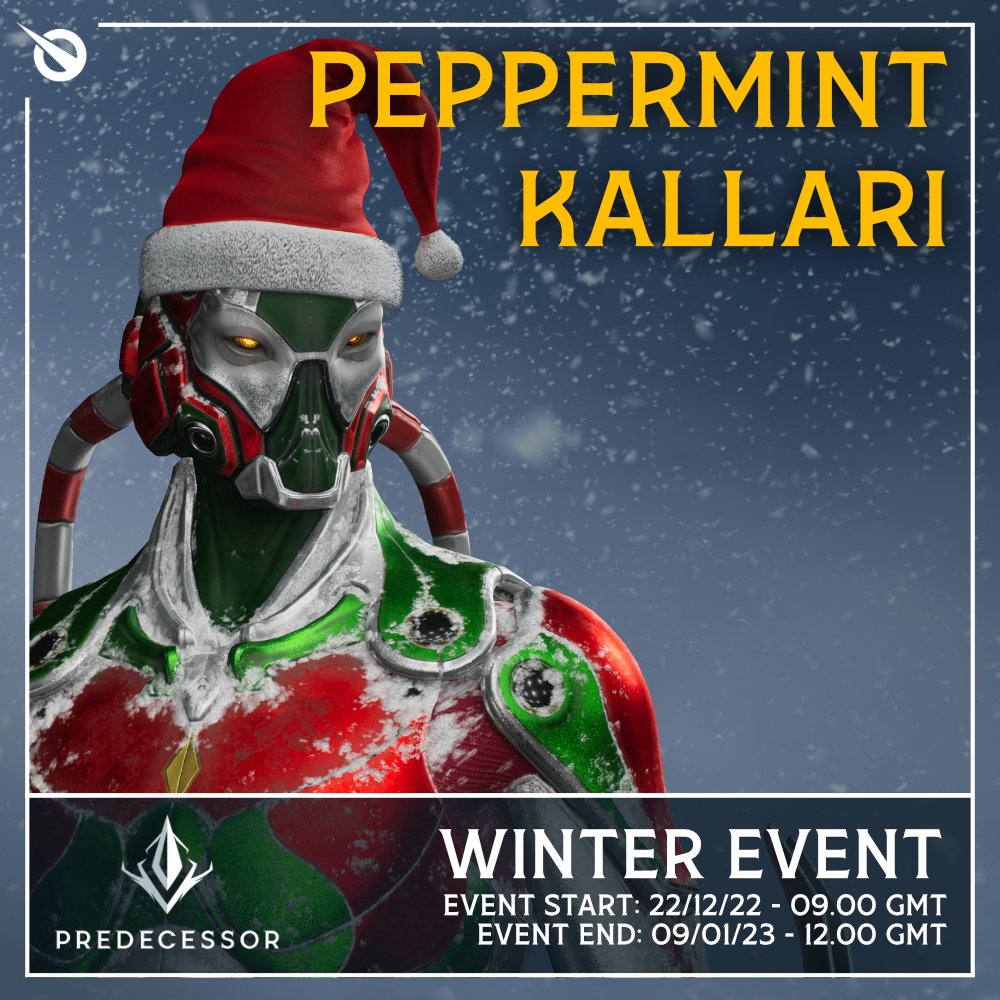 ❄️ Feeling festive? From Thursday you'll be able to unlock the special Peppermint Kallari skin just by winning games! 

More details are coming soon! 🎁

#NaughtyOrNice  #Kallari  #Predecessor