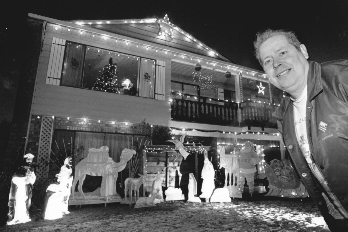Happy #MuseumMondays ! Christmas is less than a week away, so here's Lynn Jeglum proudly displaying his Christmas deocrations from 1992! 

#MapleRidgeMuseum #MRMuseum #MRM #HaneyCentre #MapleRidge #MapleRidgeBC #BCMuseums #BCHeritage #BCHistory