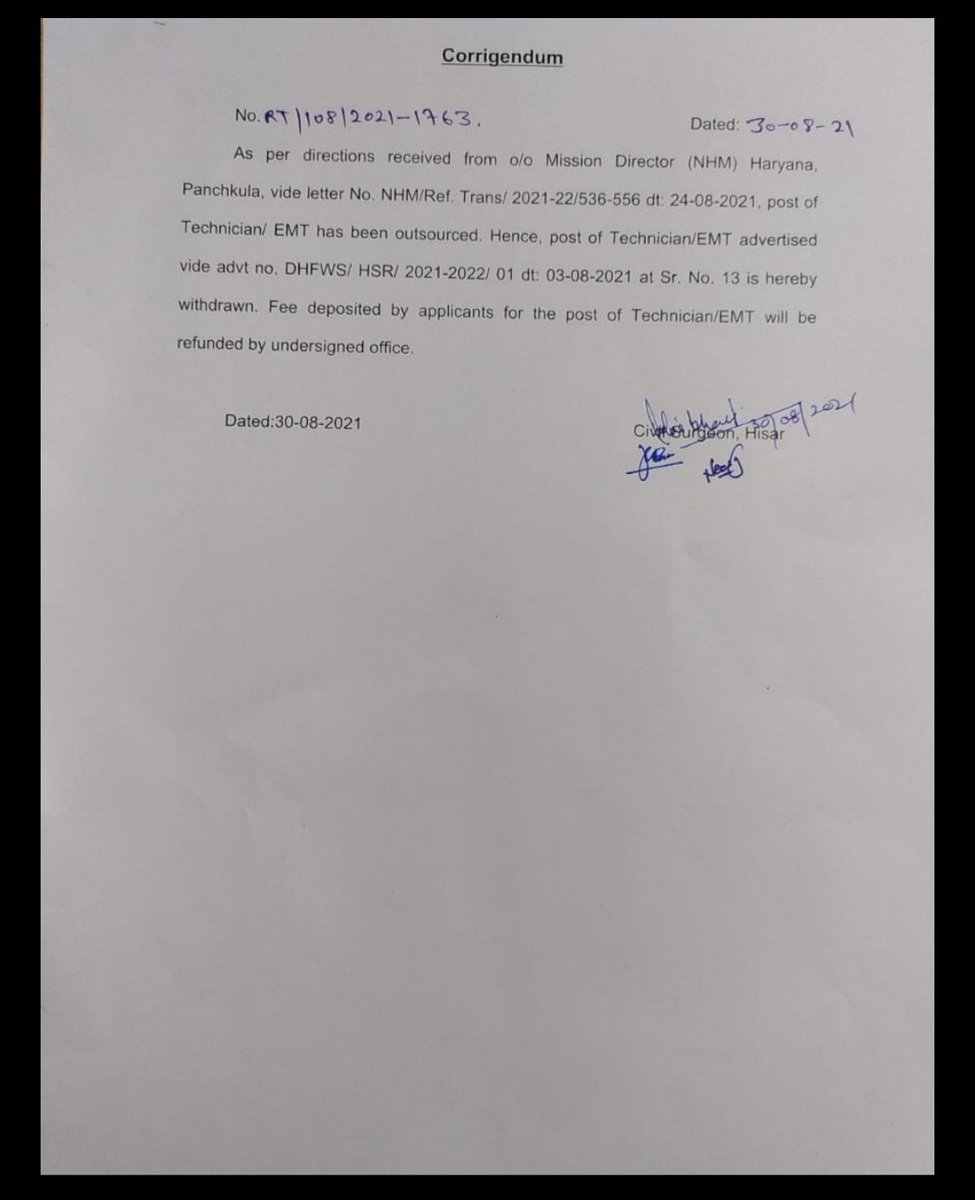 gkhry's tweet photo. NHM HARYANA द्वारा बहुत सारी अनुबंध की भर्ती अलग अलग जिलो में पहले विज्ञापित की जाती है फिर नोटिस डालकर वापिस ले ली जाती है । कारण क्या ??
#Haryananews
@DiprHaryana @ShweDhull @News18Haryana https://t.co/3NRrXeaeXi