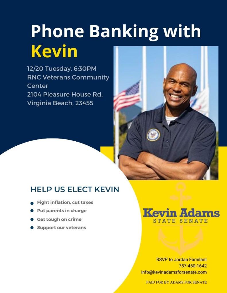 Join us tomorrow night <a href="/GOP/">GOP</a> Community Center to volunteer in #VirginiaBeach and ensure we send @KAdamsforSenate to #Richmond  January 10th