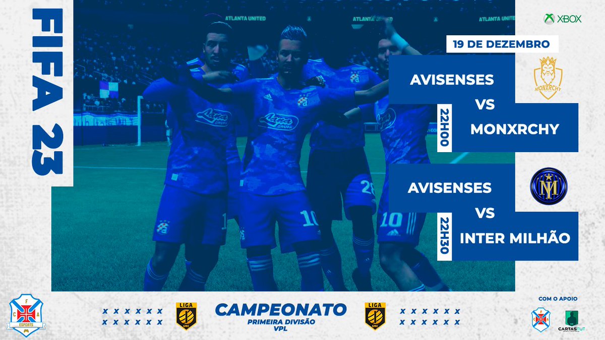 CF "os Avisenses" eSports (@cfa_esports) on Twitter photo 🅿🆁🅾 🅲🅻🆄🅱🆂 🆇🅱🅾🆇
🏆 <a href="/VPLPortugalXbox/">VPL Portugal Xbox 🇵🇹</a>
🎮 1ªLIga - 15ª Jornada
🆚 Monxrchy
⏰ 22H00
🏆 <a href="/VPLPortugalXbox/">VPL Portugal Xbox 🇵🇹</a>
🎮 1ªLIga - 16ª Jornada
🆚 Inter de Milhão
⏰ 22H30
🎥 twitch.tv/rudekoalas
Com Apoio de:
Clube de Futebol "Os Avisenses"
Cartas Fut
#UmClubeVáriasModalidades 🅿🆁🅾 🅲🅻🆄🅱🆂 🆇🅱🅾🆇
🏆 <a href="/VPLPortugalXbox/">VPL Portugal Xbox 🇵🇹</a>
🎮 1ªLIga - 15ª Jornada
🆚 Monxrchy
⏰ 22H00
🏆 <a href="/VPLPortugalXbox/">VPL Portugal Xbox 🇵🇹</a>
🎮 1ªLIga - 16ª Jornada
🆚 Inter de Milhão
⏰ 22H30
🎥 twitch.tv/rudekoalas
Com Apoio de:
Clube de Futebol "Os Avisenses"
Cartas Fut
#UmClubeVáriasModalidades