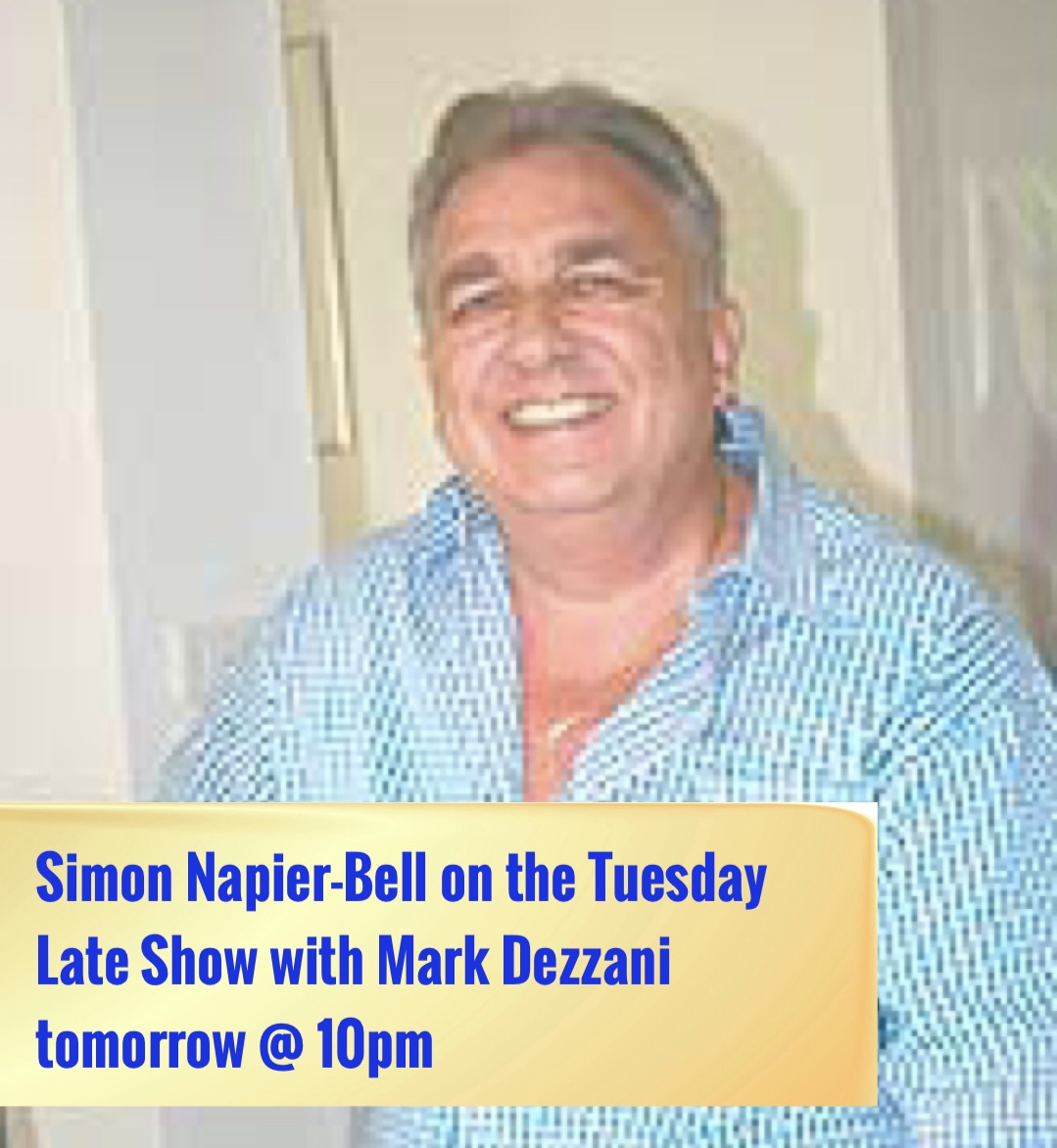 Legendary music producer/manager SIMON NAPIER-BELL is Mark Dezzani’s guest on the Tuesday Late Show at 10pm tomorrow. He’ll be talking about managing The Yardbirds, John's Children and Japan, discovering Marc Bolan and the impact of offshore stations on the industry in the 60s