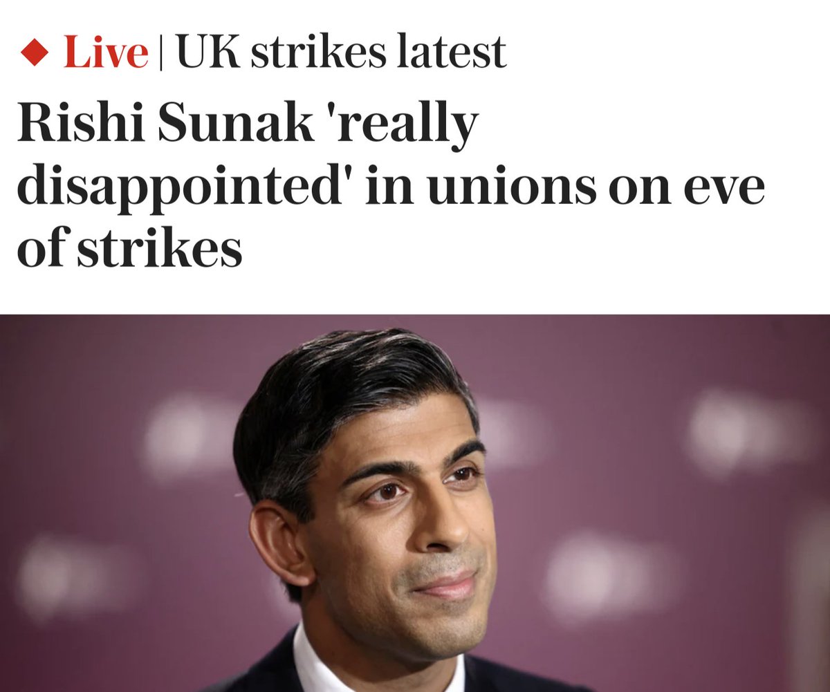 Margo66162205's tweet photo. @RishiSunak @JEFnations Take care of people in your own country! Everyone is on strike and it's your fault! We are disappointed! https://t.co/lHuabImFrJ