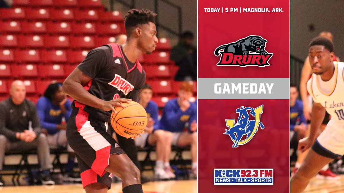 drurypanthers's tweet image. GAMEDAY for @DruryMBB. The Panthers are at Southern Arkansas - tipoff at 5 pm - live coverage on KICK 92.3 FM/1340 AM and 923kick.com