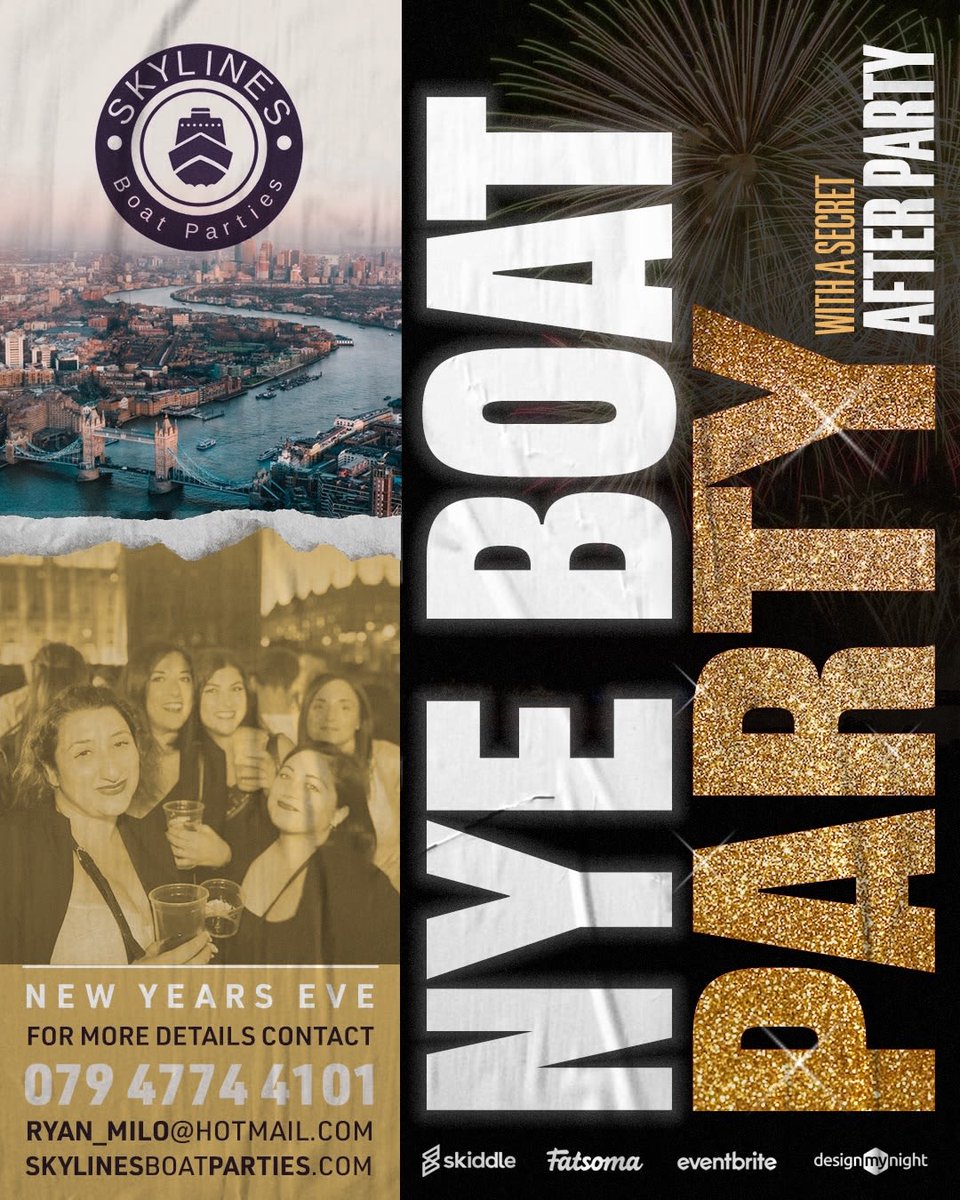DJBLUESMILO's tweet photo. https://t.co/jPeMsCUCpw

Saturday 31st December Come and celebrate the end of 2022 and the beginning of 2023 on the Thames and see the fireworks with a free after party click on the link for tickets be quick it will be a sellout https://t.co/QF5yHXoKfo