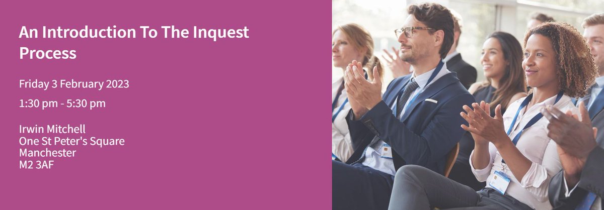 Kings_Chambers's tweet photo. Join @Kings_Chambers specialist inquest barristers for a mock inquest hearing training event, held in partnership with @irwinmitchell.

When: Friday 3 February, 1:30 pm - 5:30 pm
Where: Irwin Mitchell, One St Peter's Square, Manchester 

Find out more:
https://t.co/OF710yQCio https://t.co/rAlePMJG1a