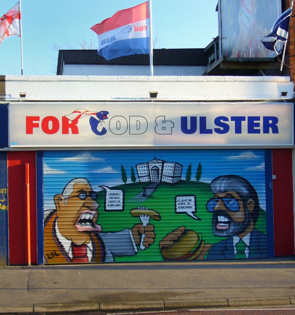 <a href="/NoContextBrits/">No Context Brits</a> Chip shop in Loyalist East Belfast.