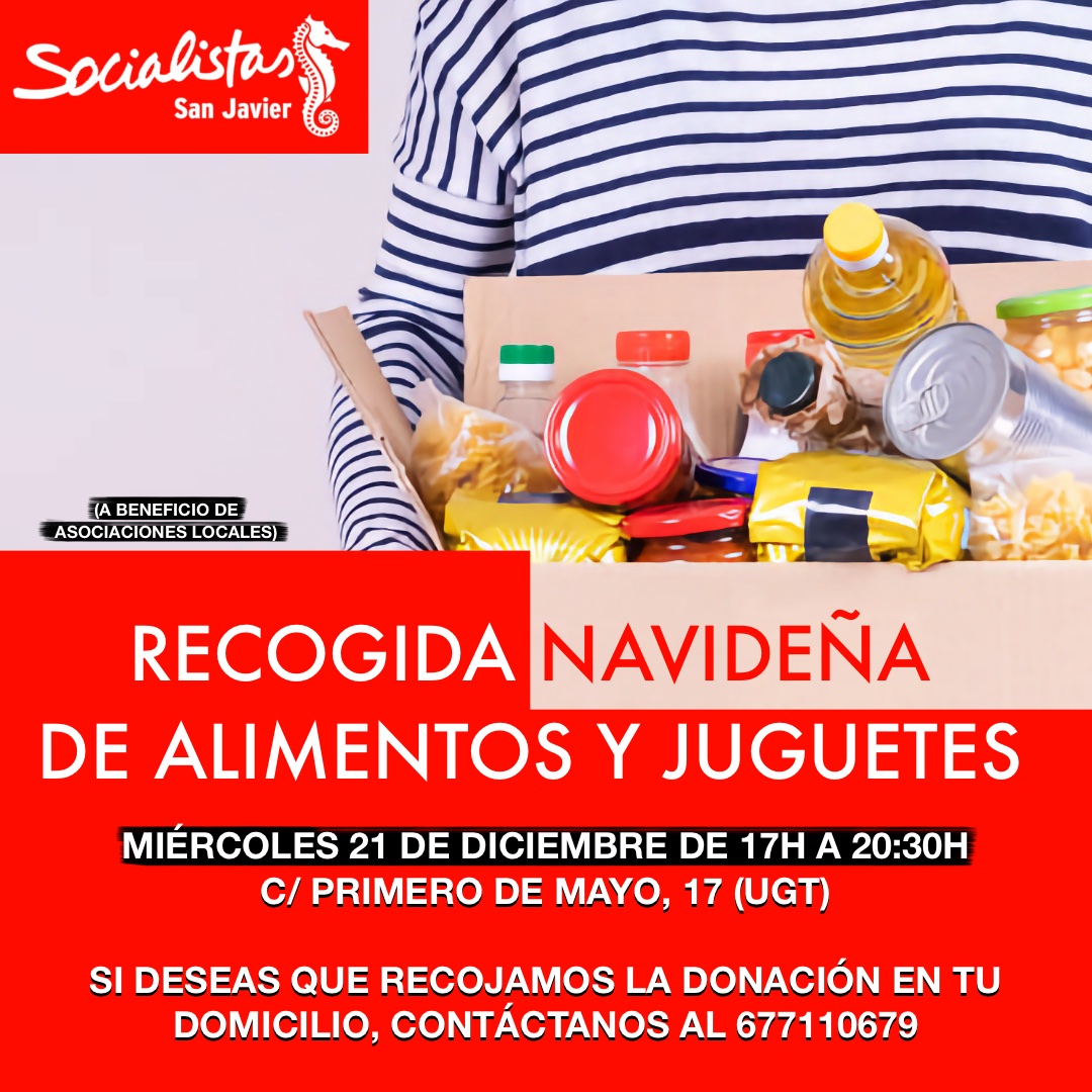 tuweb_tv's tweet photo. 🖨▶️ El PSOE de San Javier organiza para el miércoles una recogida de alimentos y juguetes a domicilio. 22.00h #ActualidadInformativo Canal 1 Mar Menor-TP https://t.co/fBbzw2Vrmz