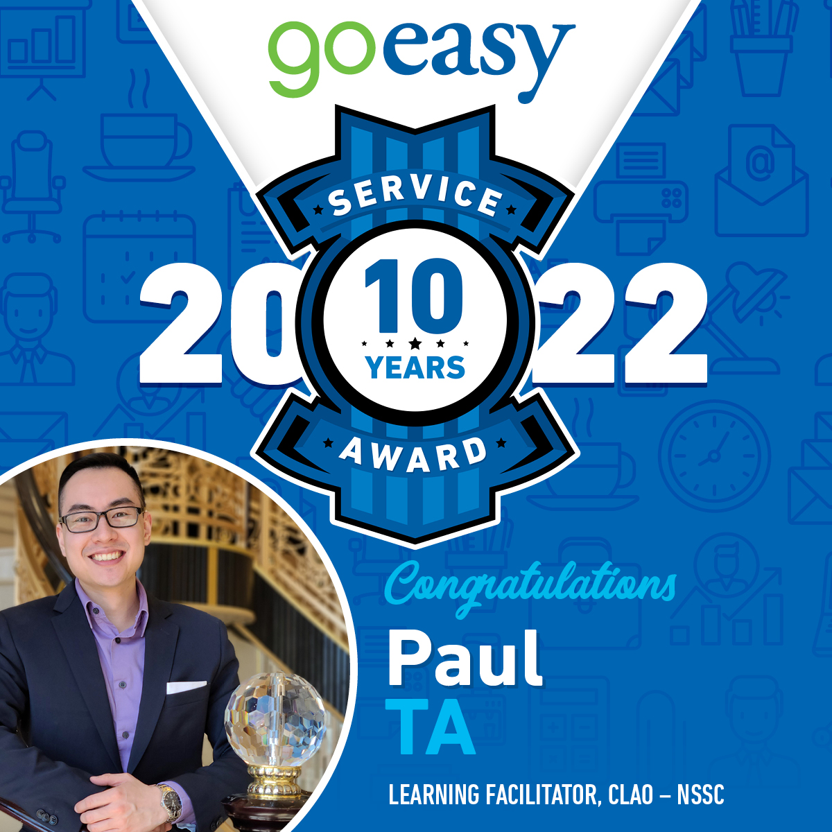 #Congratulations to Paul Ta who's celebrating 10 years with goeasy! We're so #thankful for your passion &amp; dedication, and appreciate your effort in helping to improve the financial futures of our customers. #wearegoeasy #employeeappreciation