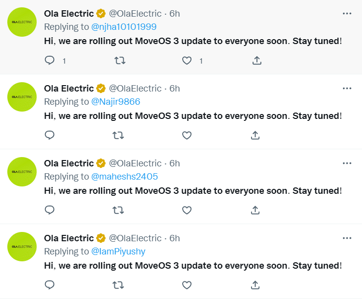 OlaElectrick's tweet photo. OLA Electric #CopyPaste messages today related to #MoveOS3 update:
Before 9am today:
Update to everyone starting next week
vs
After noon today:
Soon. Stay tuned!
vs
After 4pm today:
MoveOS 3 update in phases
Again #EndFakePromises #OLAElectric #ElectricVehicles #India https://t.co/x6iyM5FQu3