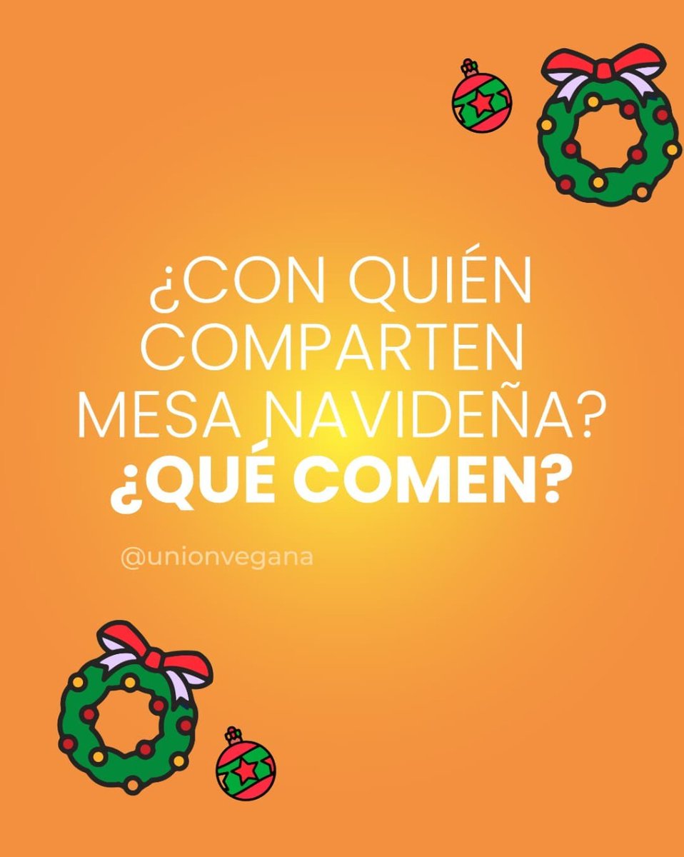 unionvegana's tweet photo. 🎄 Ya tenés listo tu menú para #navidad?

🥂 Te invitamos a pasar por el perfil de Lunes Sin Carne - Argentina, ahí vas a encontrar recetas ideales para estas #fiestas! Y por supuesto que 100% basadas en plantas 🌱

#vegan #veganismo #liberacionanimal #animales #respeto #govegan https://t.co/GBCEyuzxaT