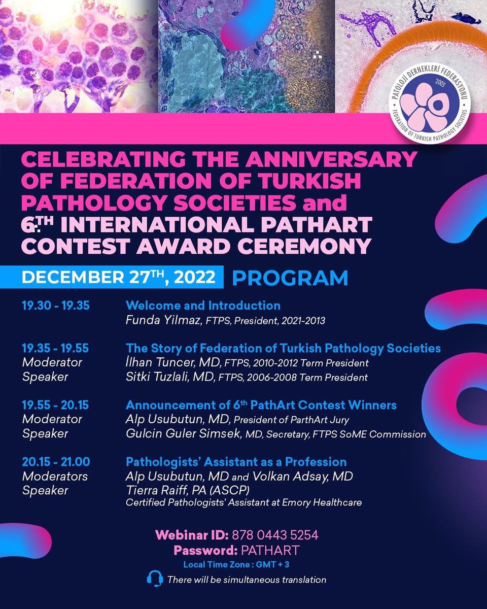 Eylül Gün, MD (@dreylulgun) on Twitter photo This year we will be announcing the winners of the 6th International #PathArt contest on a special night along with a valuable guest from the US. Join us on December 27th.
<a href="/PatoDernFed/">Patoloji Dern Fed</a> <a href="/peopleofpath/">People of Pathology Podcast</a> <a href="/TurkJPath/">Turkish J Pathology</a> <a href="/DrSultanClskn/">Sultan Çalışkan, MD</a> <a href="/glinglerimek/">gulcin guler simsek, MD</a> <a href="/sumeyra_md/">Sumeyra Kartal</a> <a href="/nilufer510/">Nilüfer Kadıoğlu</a> <a href="/Usubutun/">Alp Usubutun</a> This year we will be announcing the winners of the 6th International #PathArt contest on a special night along with a valuable guest from the US. Join us on December 27th.
<a href="/PatoDernFed/">Patoloji Dern Fed</a> <a href="/peopleofpath/">People of Pathology Podcast</a> <a href="/TurkJPath/">Turkish J Pathology</a> <a href="/DrSultanClskn/">Sultan Çalışkan, MD</a> <a href="/glinglerimek/">gulcin guler simsek, MD</a> <a href="/sumeyra_md/">Sumeyra Kartal</a> <a href="/nilufer510/">Nilüfer Kadıoğlu</a> <a href="/Usubutun/">Alp Usubutun</a>