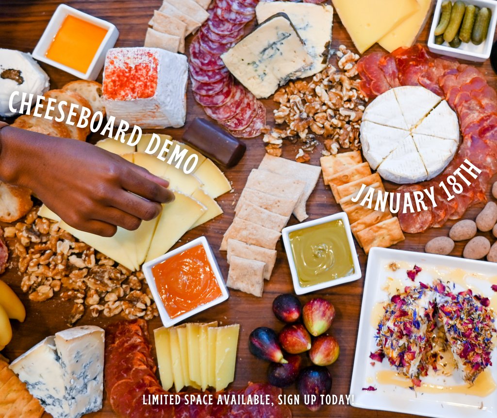 Join us on January 18th to learn how to construct the ultimate cheese board with Cheesemonger Kim, enjoy wine and cheese, and take home a surprise gift! Buy your ticket to reserve your spot the next time you're in the shop.