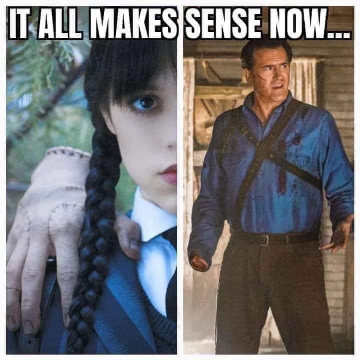 MAKE. IT. CANON. 🤚🏻🎃

Check out our song “Book Of The Dead” to hear the riveting tale of horror’s grooviest Deadite slayer!
open.spotify.com/track/1ql3UlBq…