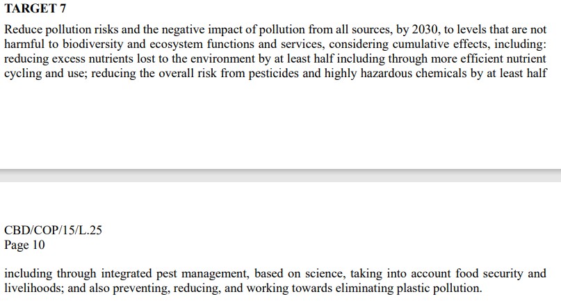 mbaxteriema's tweet photo. Hmmm.....new #CBDCoP15 #Target7 sets a 50% nutrient #pollution reduction by 2030; whereas @DefraGovUK #EnvironmentAct proposed legally binding target for agricultural pollution is 40% cut by 2038. Trying to calibrate relative claims of 'ambition', 'leading' etc! https://t.co/LfbiMEoIWx