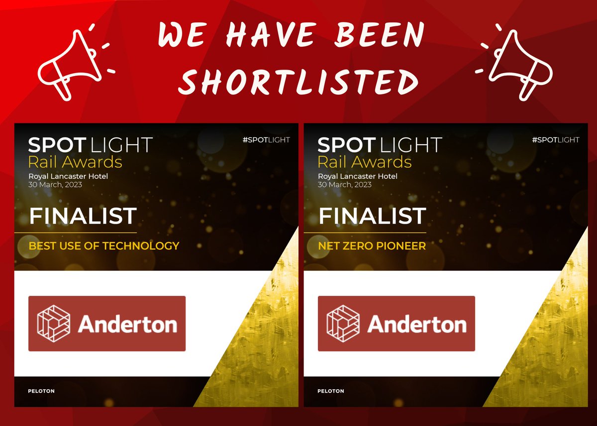 Exciting news! We've been shortlisted for 2 categories at the Spotlight Rail awards. We're honoured to be recognised for our contributions to the rail industry and grateful for the opportunity to showcase our work. <a href="/PelotonEvents/">Peloton Events</a>