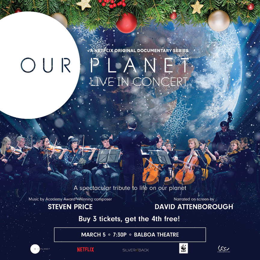 Tickets to Our Planet: Live in Concert make the perfect holiday gift for everyone, from classical music lovers to budding cinematographers, from animal rescuers to sea-faring adventurers! Head to bit.ly/3q05YmU today to get 1 free ticket with purchase of 3 using 'ME+3.'