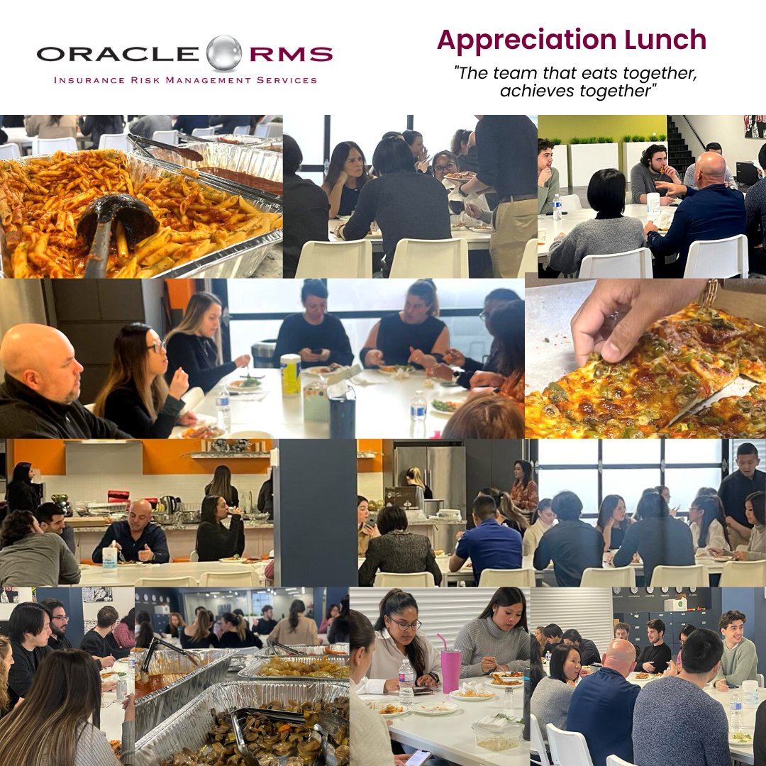 OracleRMS's tweet image. Oracle RMS Appreciation Lunch. 

Thanks to Ted Dicerbo for 
A team that eats together, achieves together!

Oracle RMS - Protecting your future.
zcu.io/ICxV

#oraclerms #insurance #gtainsurance #teamwork #employeeappreciation