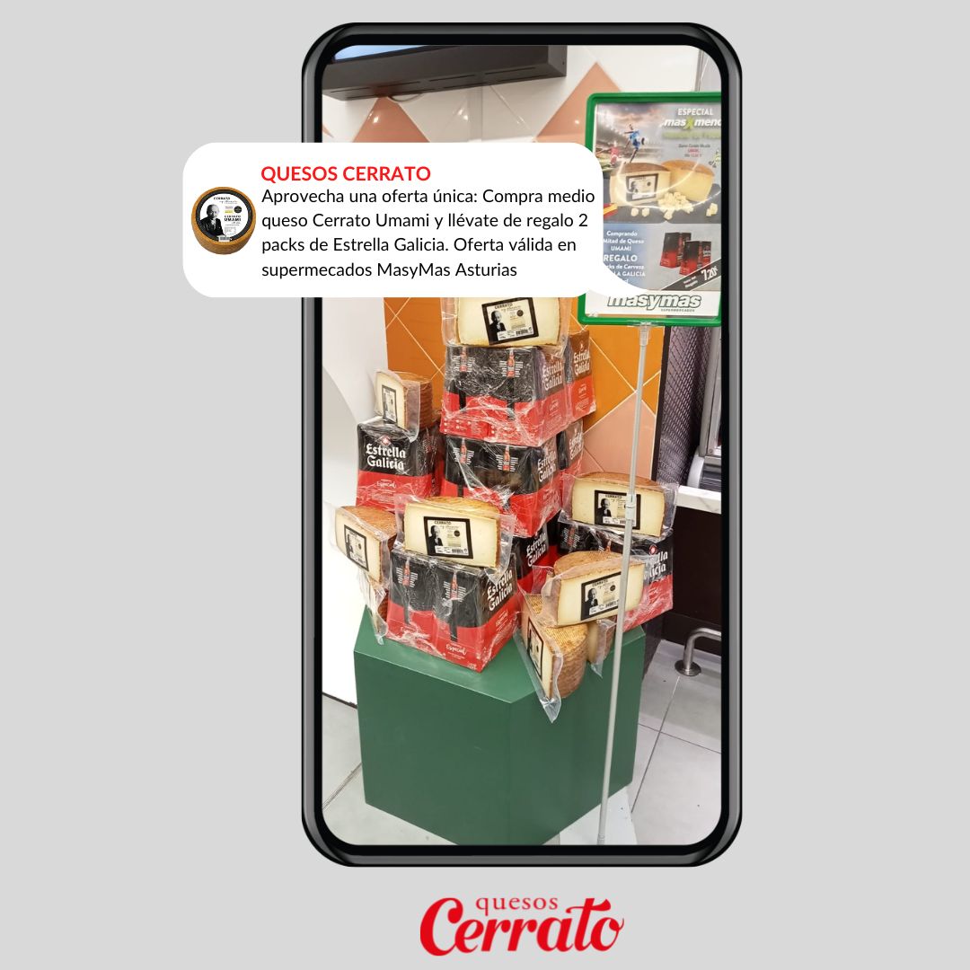 📌Con la compra de medio queso Cerrato Umami te llevas de regalo 3 packs de <a href="/estrellagalicia/">Estrella Galicia</a>. Una oferta única que no puedes dejar escapar. ¿A qué esperas?

Oferta válida en supermercados <a href="/supermasymas/">Supermercados masymas</a>   Asturias

#QuesosCerrato #EstrellaGalicia #Masymassupermercado #Ofertaúnica