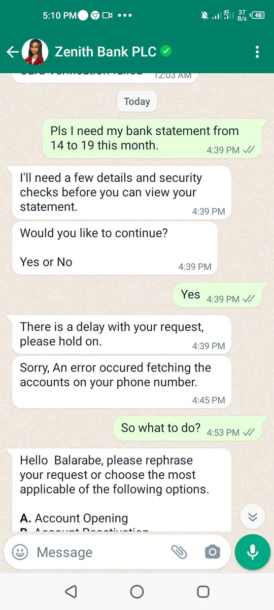 BalarabeGajida's tweet photo. I don't know why @ZenithBank Network is always deteriorating, there services is always poor! I think the only option for me is to close my account with zenith Bank. https://t.co/tsRBMs1p40