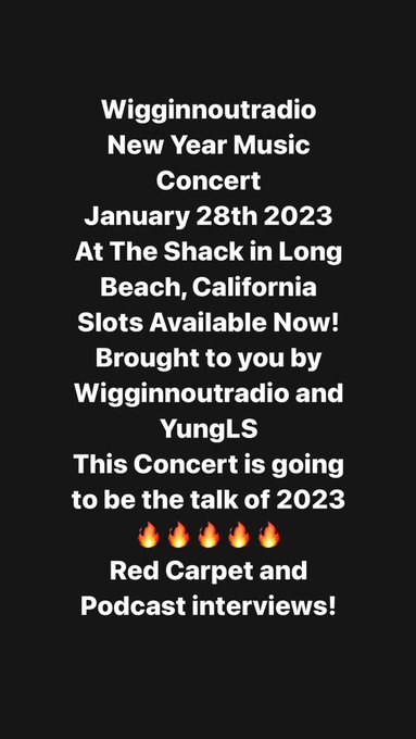 Wigginnoutradio is going up for 2023. Hop on while you can, it&rsquo;s all love 310-658-8270 https://t.co/<a href="/tag/singersongwriter"class="tags"><span>#singersongwriter</span></a><a href="/tag/explore"class="tags"><span>#explore</span></a><a href="/tag/fyi"class="tags"><span>#fyi</span></a><a href="/tag/rappers"class="tags"><span>#rappers</span></a><a href="/tag/reels"class="tags"><span>#reels</span></a>