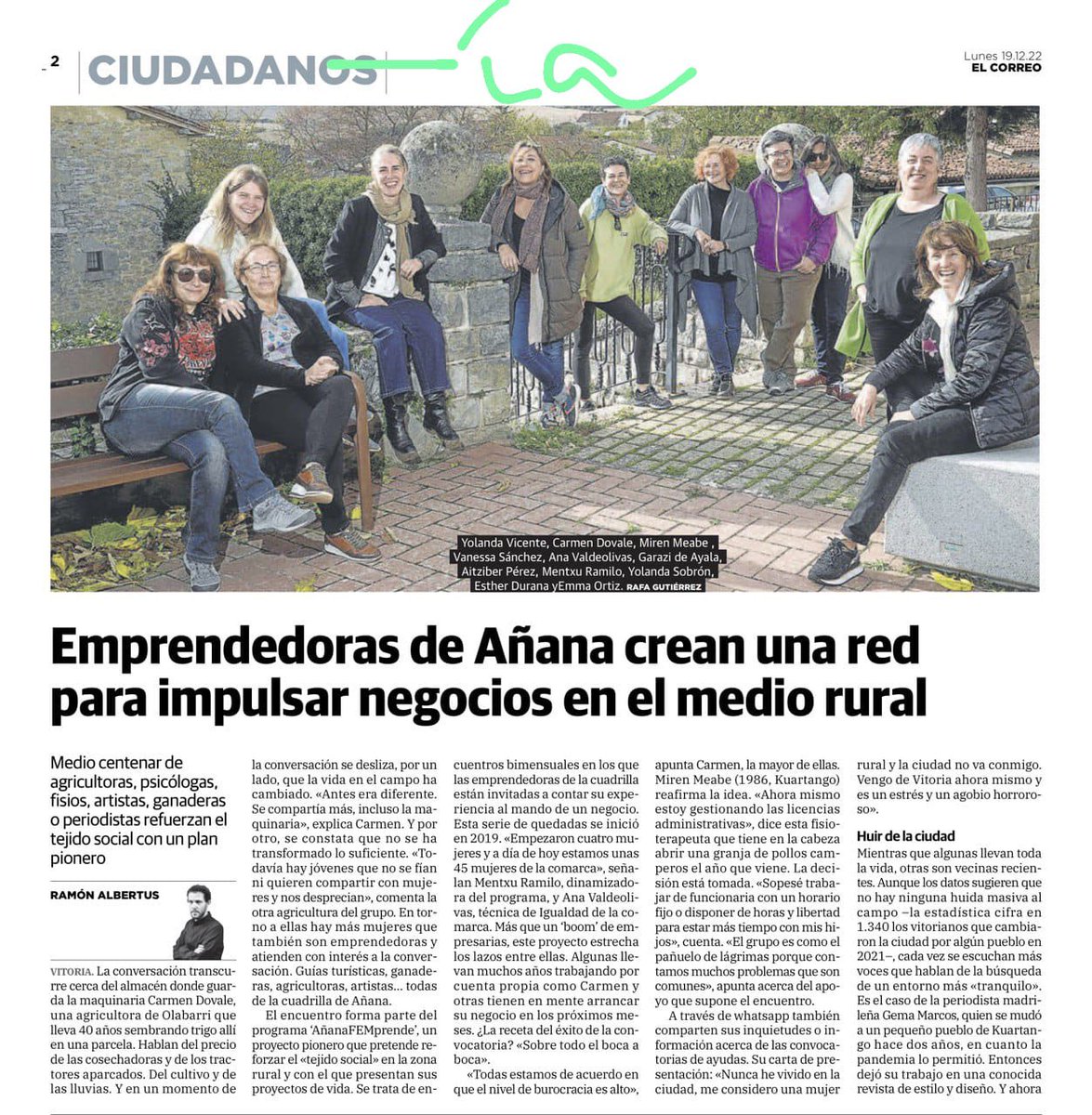 Aquí estamos, pero somos más: casi medio centenar de mujeres que nos ayudamos, inspiramos y colabramos para hacer crecer nuestros proyectos empresariales. En mi caso, te llevo a conocer Euskadi con planes a medida con <a href="/walkonthebasque/">Walk on the Basque Side</a> 
Gracias <a href="/elcorreo_alava/">El Correo Álava</a> por visibilzarnos