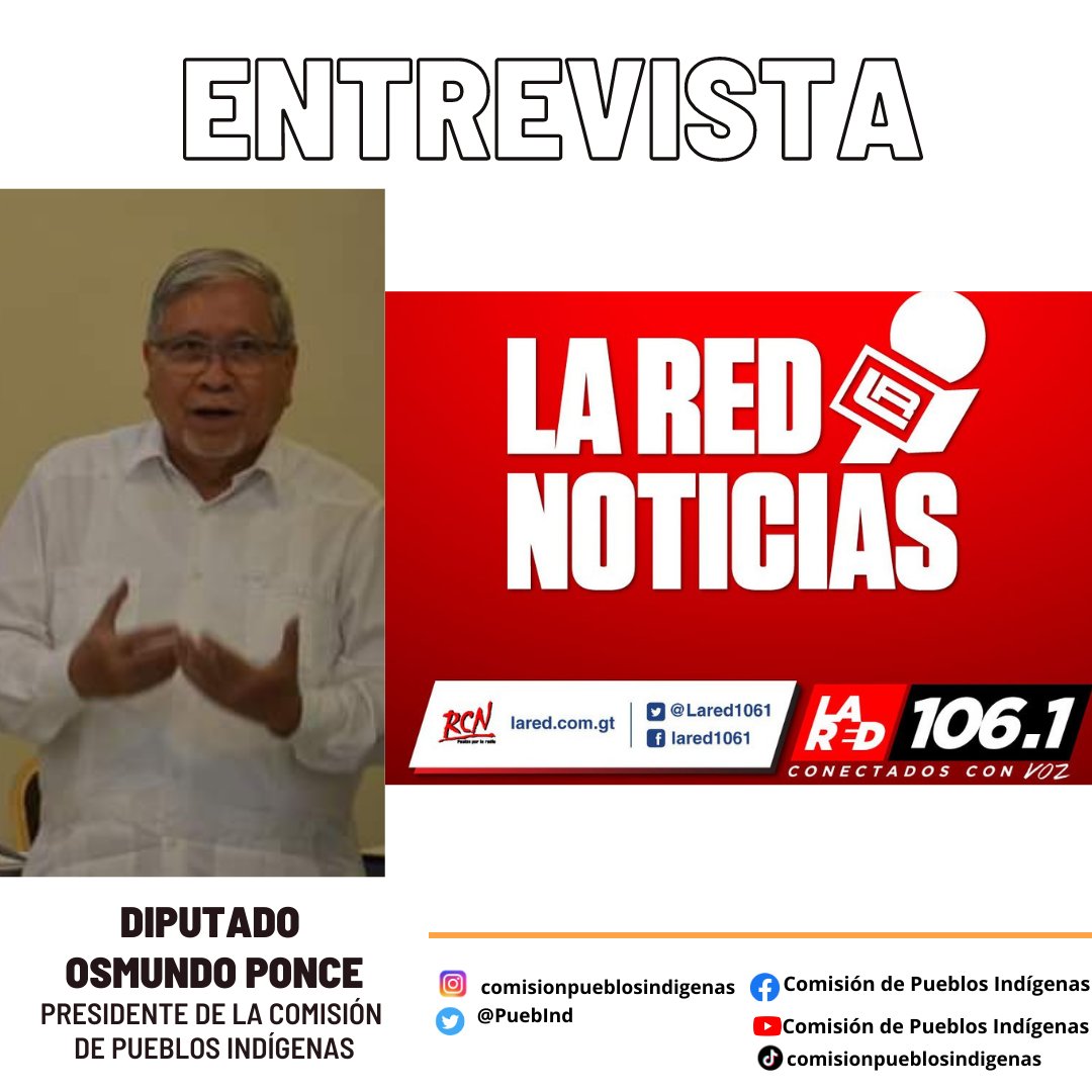 PuebInd's tweet photo. Escucha la entrevista realizada por Guillermo Velarde, de la radio La Red 106.1 fm (@Lared1061), al diputado Osmundo Ponce, presidente de la Comisión de Pueblos Indígenas del @CongresoGuate.

#ComisiónDePueblosIndígenas 
⬇️ 🎧
https://t.co/e6ij6OHSr8 https://t.co/7g1LJ92ei7