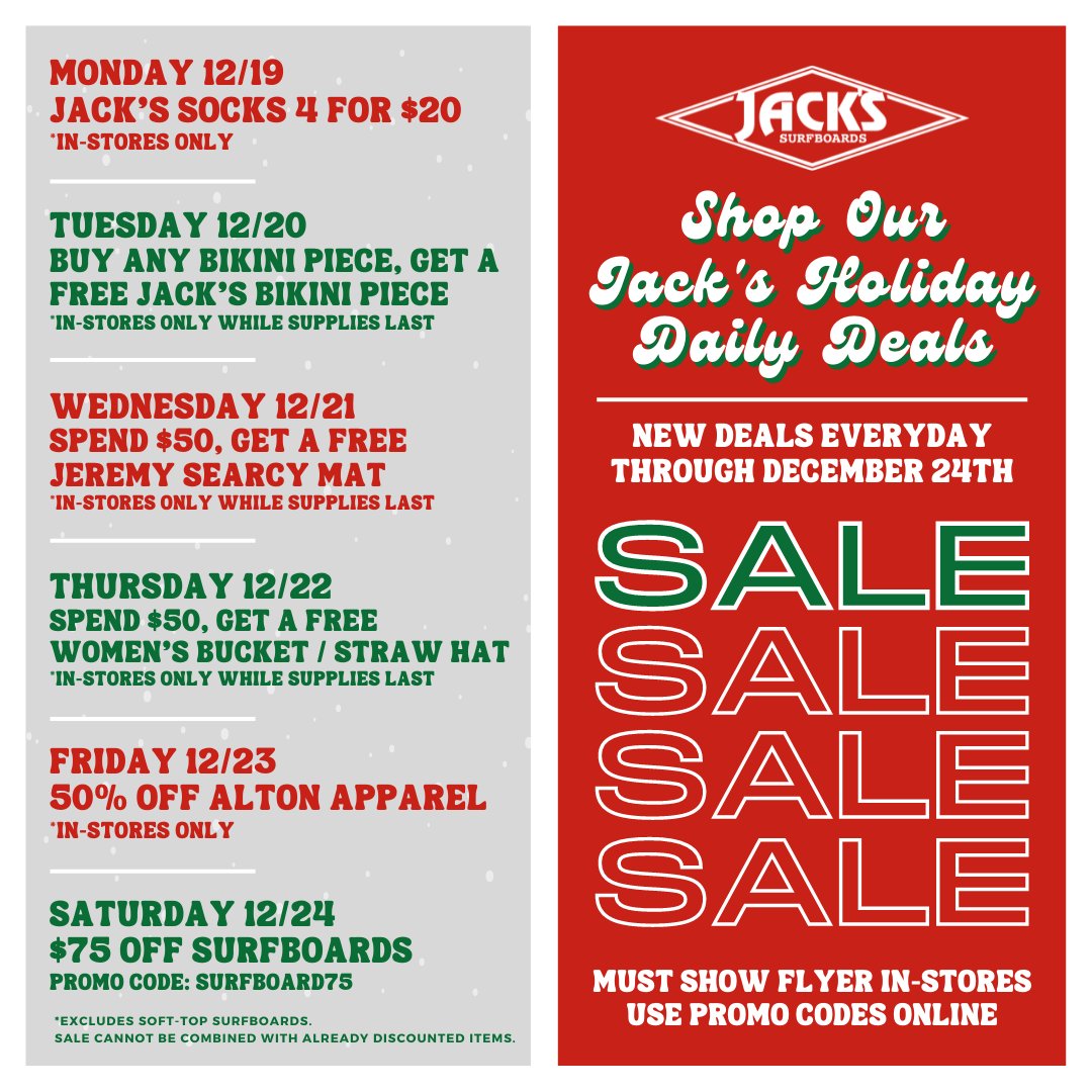 Jacks Surfboards Holiday Deals Shacked