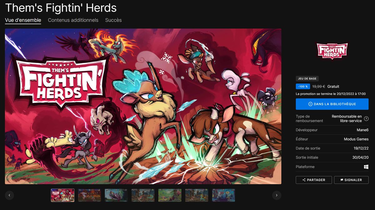 Kayane's tweet photo. Si vous avez un compte Epic, Them's Fighting Herds est le jeu gratuit du jour !!!
C'est le jeu de baston avec des persos inspirés de My Little Pony ! On y avait joué en live au #game4animals et c'était vraiment hyper marrant ! Vous avez jusqu'à 17h demain pour le choper 😁 https://t.co/Fzk4n4kxxS
