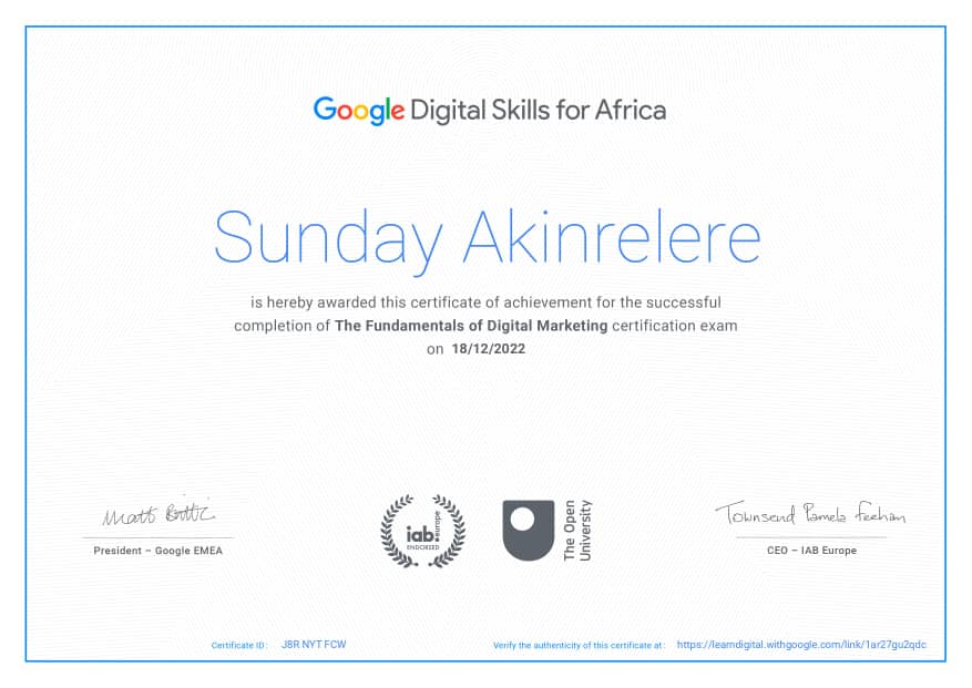 AkinrelereSund2's tweet photo. Thanks to @NITDANigeria
and @Google for the opportunity to learn the fundamentals of digital marketing. @Steamledge @Haptics #1MillionDeveloper #DigitalEmployability https://t.co/DHsIUsLYQv