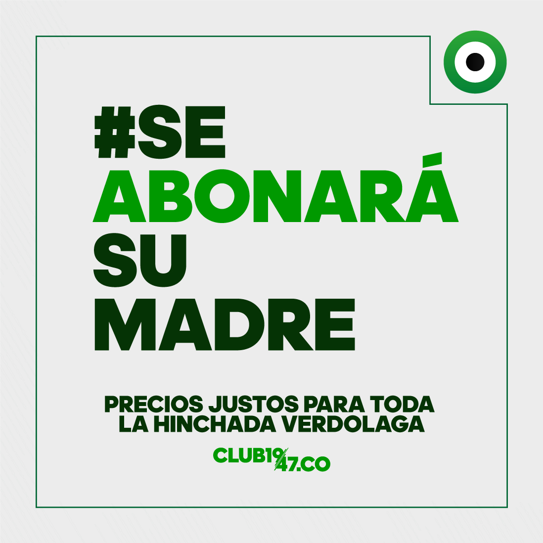¡Somos hinchas, no clientes! 🇳🇬

Precios justos para la HINCHADA más taquillera del país, basta de abusos por parte de la dirigencia Verdolaga. 

#SeAbonaráSuMadre #atleticonacional #Verdolaga #club1947 #1947 #club1947.co