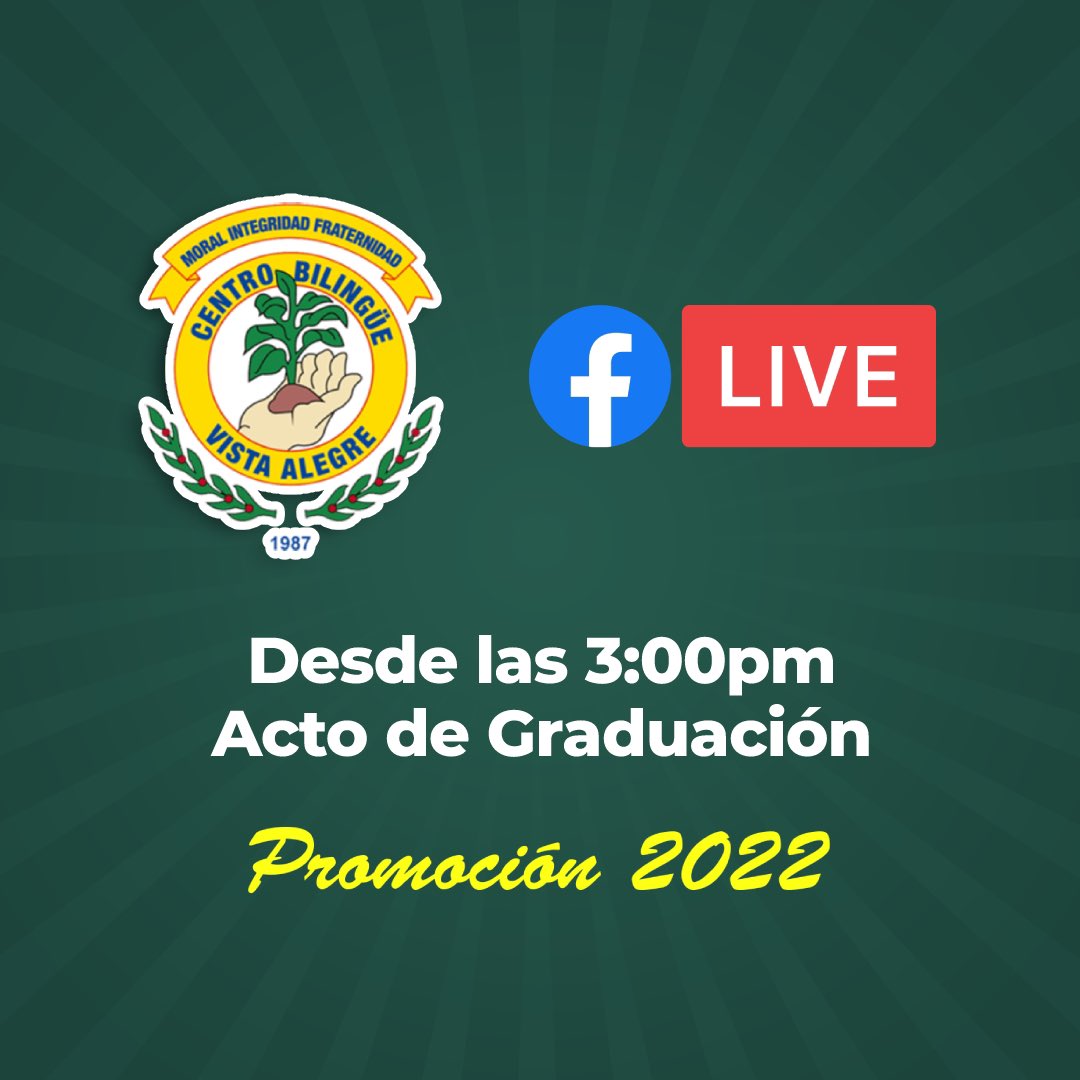 cbva507's tweet photo. 🎓🎓Accede a nuestro Facebook Live hoy a las 3:00pm para ver nuestro acto de graduación Promoción 2022. ✅

#Panama #VistaAlegre #Arraijan #Chorrera 
#PanamaOeste #EducacionPanama #Primaria 
#Secundaria #somosCBVA https://t.co/4LWRA3m8IP