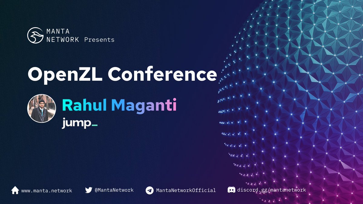 MantaNetwork's tweet photo. @rahulmaganti_ from @jump_ speaking on CycloneNTT: Improving Twiddle Access for Number Theoretic Transforms at #OpenZL Conference.
🗓 December 21 at 11:00AM EST
✍🏻 Register here: https://t.co/Ojyy8JjjAY https://t.co/dEyzc7us9U