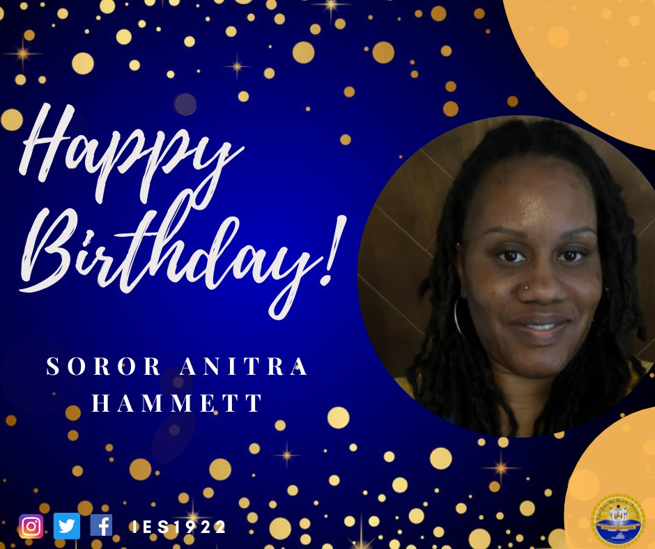 Happy birthday, Soror Anitra Hammett! IES hopes you have a Golden Day! 💙💛⁠
⁠
#SGRho1922 #IESigma1922 #HappyBirthday #NorthernVirginia #Sorority #Sisterhood