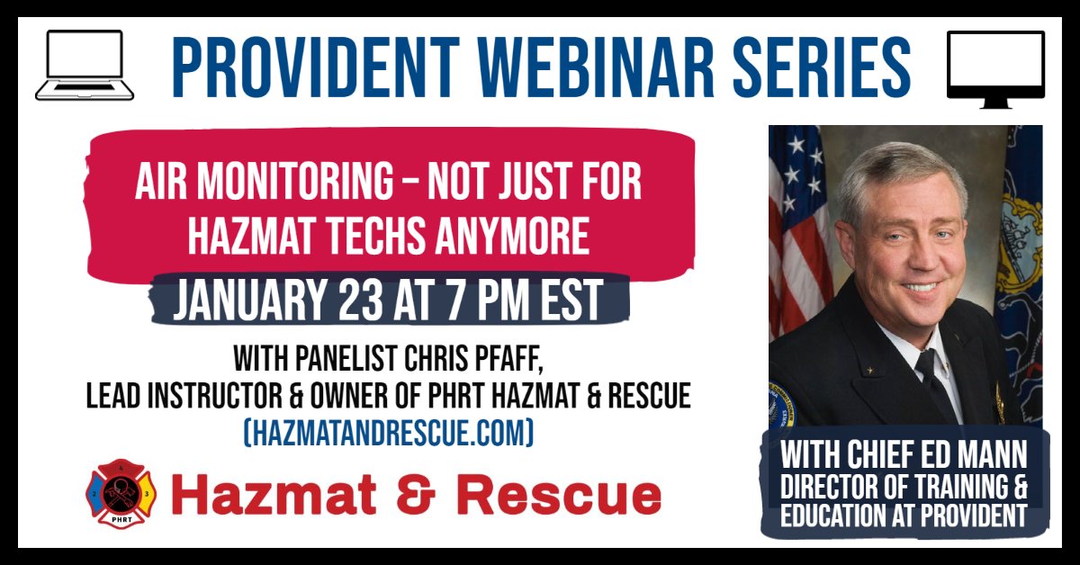 provident__ins's tweet photo. Join us for our first webinar of 2023! Learn from panelist Chris Pfaff, Lead Instructor/Owner of @HazmatandRescue Training, as he’ll go over the basic operation of air monitors. Learn more & register here: https://t.co/MSGc5gU0PQ
#ProvidentWebinarSeries #PHRTHazmatRescue https://t.co/YQrANieDuI