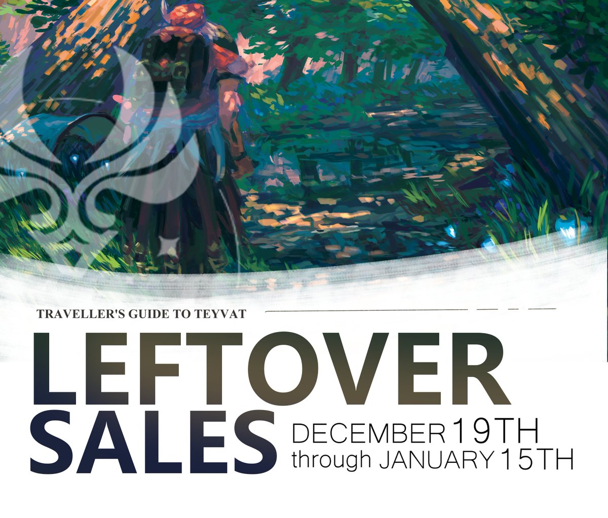 🍃LEFTOVER SALES OPEN🍃

Leftover sales for Traveller's Guide to Teyvat is open until 15 Jan, 12pm EST! We have limited quantities of everything in stock, so make sure to grab yourself a copy of our zine and merch by our talented team today! ✨🍀

🛒: travellerszine.bigcartel.com