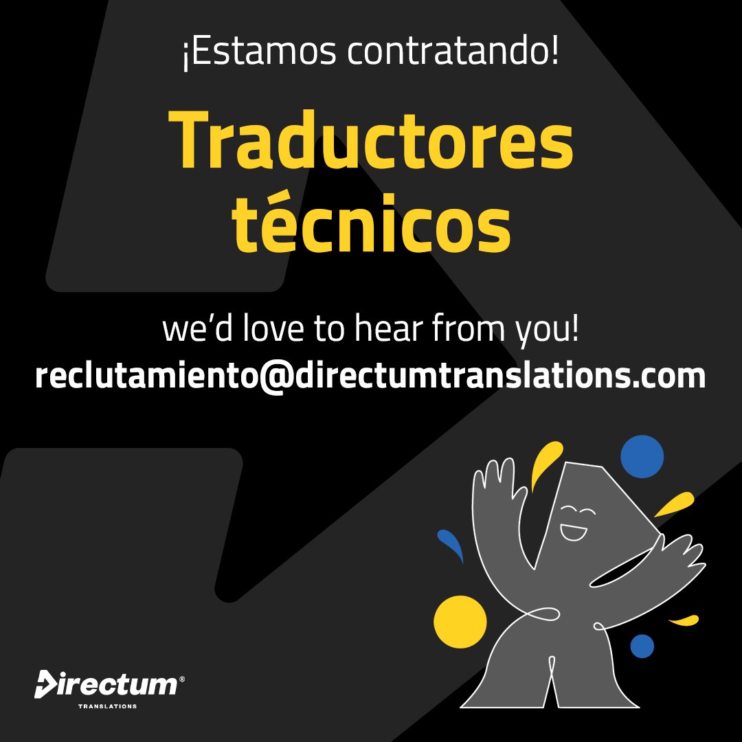 iDirectum's tweet photo. ¡Únete al equipo #Directum!
Si eres traductor y eres capaz de trabajar con cualquier tema, no lo dudes y escríbenos a: reclutamiento@directumtranslations.com
👉🏼🌐 https://t.co/l8nla9Rmzd
.
.
.
#languages #translations #expert #idiomas #formato #documento #directumtranslations https://t.co/z58fUoeIWw