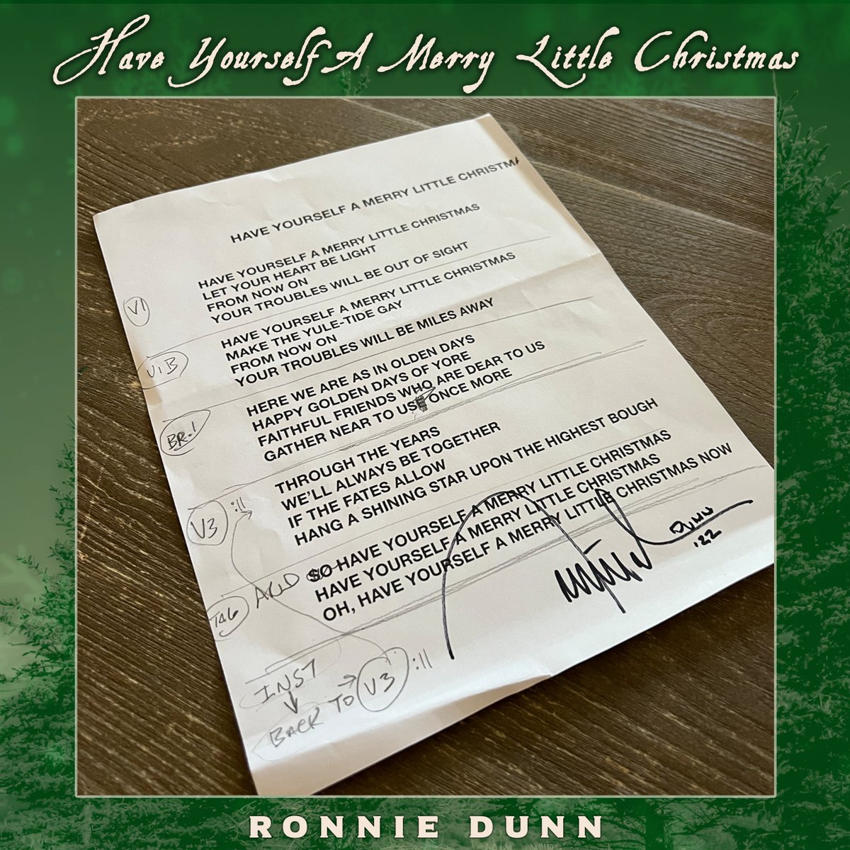 RonnieDunn's tweet photo. 🎁 Giveaway! RT for a chance to win RD’s signed lyric sheet that he used while recording “Have Yourself A Merry Little Christmas” ! 🎄 https://t.co/EZa0gZk1Mq

(Giveaway ends at 11:59 am CST on 12/23 and 1 winner will be selected at random and announced here on 12/24. Good luck!) https://t.co/YQPiGZMo2B