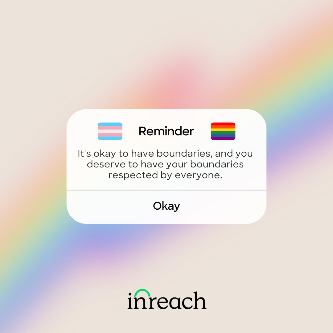 weareinreach's tweet photo. During the holiday season, it can be difficult for #LGBTQ+ people, especially youth, to navigate complicated and unsupportive family situations. Help yourself by setting boundaries with yourself and others to mitigate conflict. Stay safe - you deserve love and support. 🏳️‍🌈 🏳️‍⚧️ https://t.co/Iiqs5rLUxh