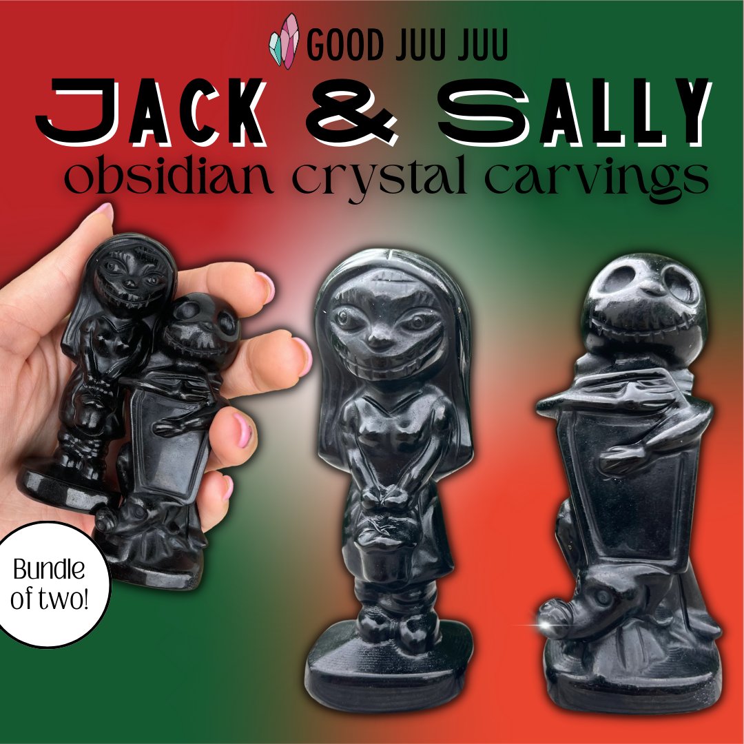 Obsidian Jack & Sally Crystal Bundle 🖤👫🖤 This two-crystal bundle is perfect for gifting! Obsidian promotes psychic protection, growth and grounding. Link in Thread🧵