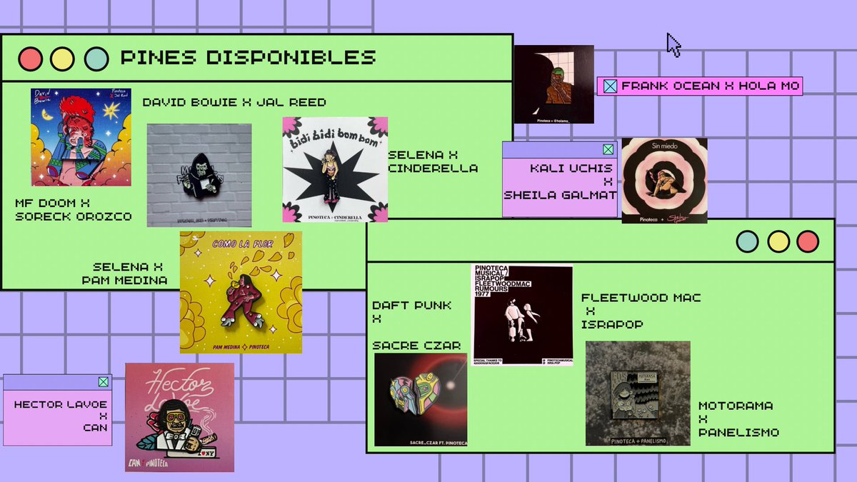 Nuestro catálogo actualizado. ⚡️✨
Encuentren nuestras novedades 
#DavidBowie x <a href="/jal_reed/">Jal Reed</a> 
#MFDoom x <a href="/OrozcoSoreck/">Soreck Orozco</a> 
Todos nuestros pines disponibles por acá. 👇🏼🫶🏼

merch.hipnosismx.com/search?type=pr…