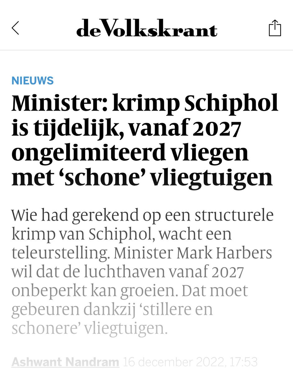 Hoe we met z’n allen voor de gek worden gehouden: 

24 juni, krimp Schiphol onvermijdelijk, Max 44000 in in 2023

13 december, 44000 in 2023 niet haalbaar

16 december, krimp Schiphol is tijdelijk, vanaf 2027 ongelimiteerd vliegen

Voor deze tactiek kopen we nu dus de boeren op