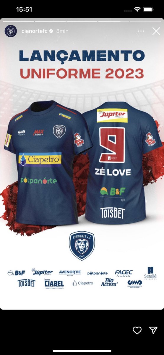 Ze_Love's tweet photo. Lançamento do novo manto @cianortefutebol .. bora vestir a camisa do Love ❤️⚽️.
Uma nova história 🙏⚽️🏆 @ToisBet 
Deus é Fiél ❤️🙏 https://t.co/YHmb2CFpqQ
