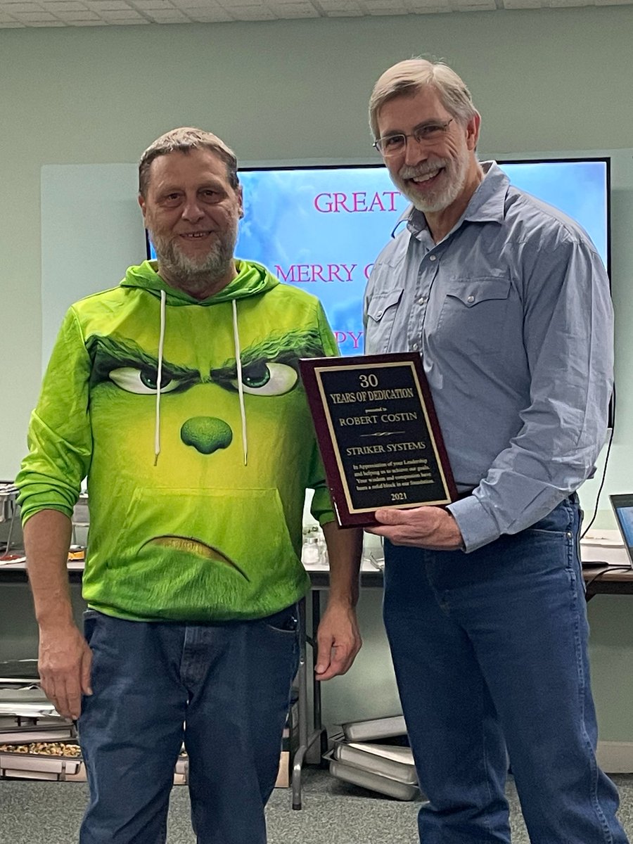 StrikerSystems's tweet photo. Striker Systems would like to express our appreciation to Robert Costin, celebrating 31 years as a Striker Systems Team Member.  As a Customer Service Manager, his efforts have been an important part of the growth of the company, and we are grateful to have him on the team. https://t.co/RJ61CEEqlK