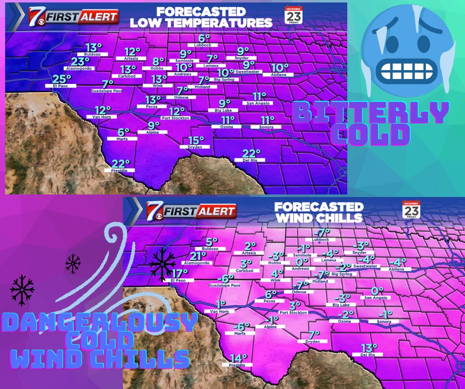 Some of the coldest weather since the early 2000s is on the way to West Texas for the start of the Christmas holiday weekend. Prepare now for a good 30+ hours of sub-freezing temperatures from Thursday into early Saturday!