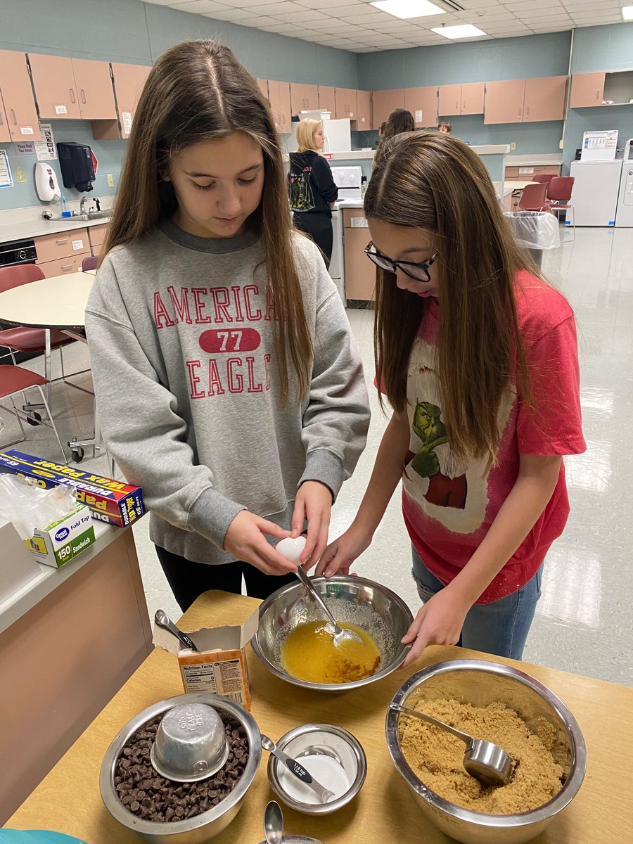 Baking cookies to finish up this semester of chemistry! Ss completed unit conversions, balanced equations, analyzed  the mass of cookies before/after baking, &amp; determined if each step in the cooking process was a physical or chemical change. #msdmvSTEM