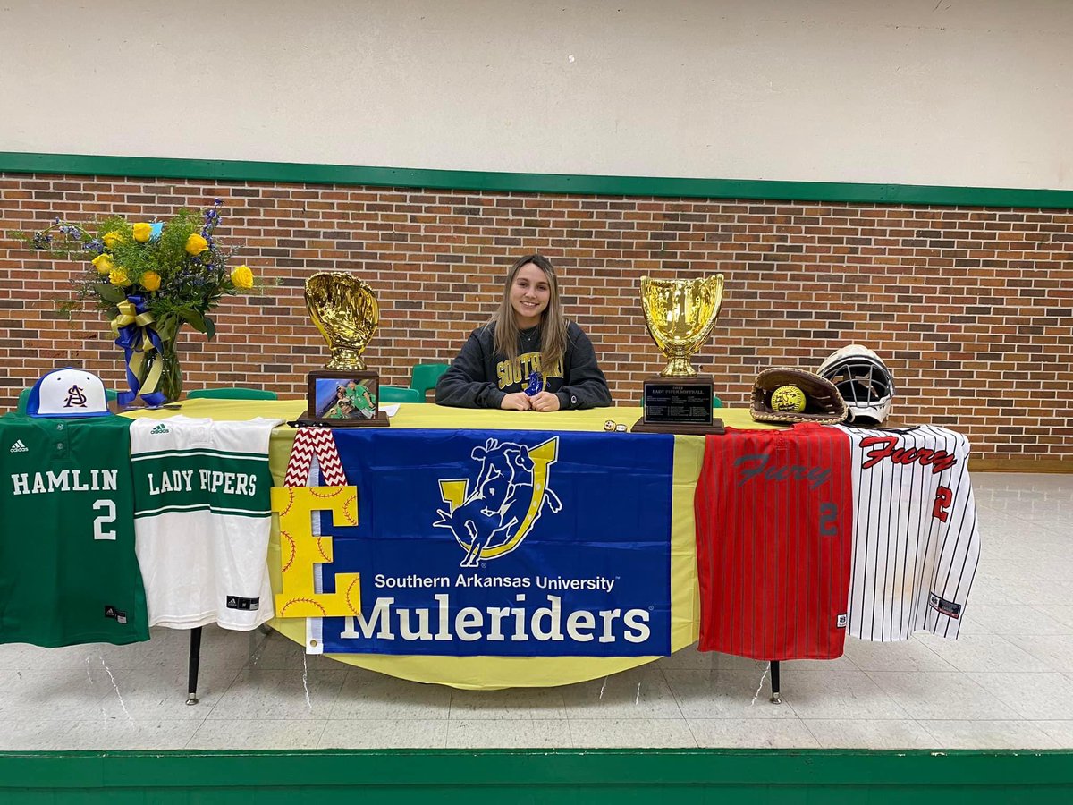 Proud of <a href="/emalee_duniven/">Emalee:)</a> and her commitment to continue her Education and Softball Career at Southern Arkansas University! #1@aTIME <a href="/IsdHamlin/">Hamlin Collegiate ISD</a> #LPsoftball <a href="/TXPrepSoftball/">Texas Prep Softball</a>
