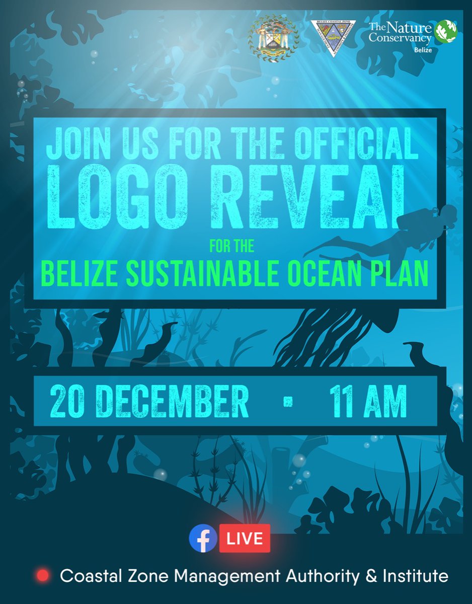 bbfpunitbze's tweet image. Tune in live, tomorrow Tuesday December 20th at 11am for the Belize Sustainable Ocean Plan (BSOP) logo reveal, on CZMAI's Facebook page. 
@CZMAIBelize  

#belizebluebond #MSP #BSOP #conservationcommitments #marineconservation
