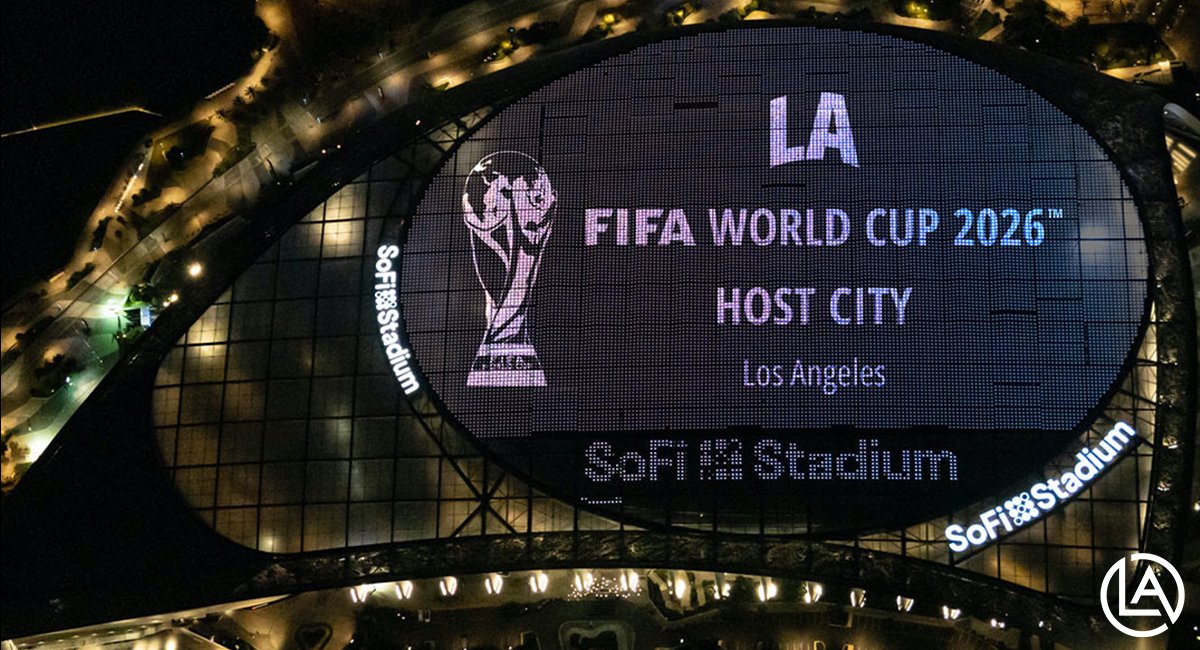 Next up ➡️ Los Angeles 2026

Three and a half years until the FIFA World Cup™ returns to Los Angeles and makes its debut at SoFi Stadium!  
 
#HostCity2026 #FIFAWorldCup #LA2026 #FIFAWorldCup2026