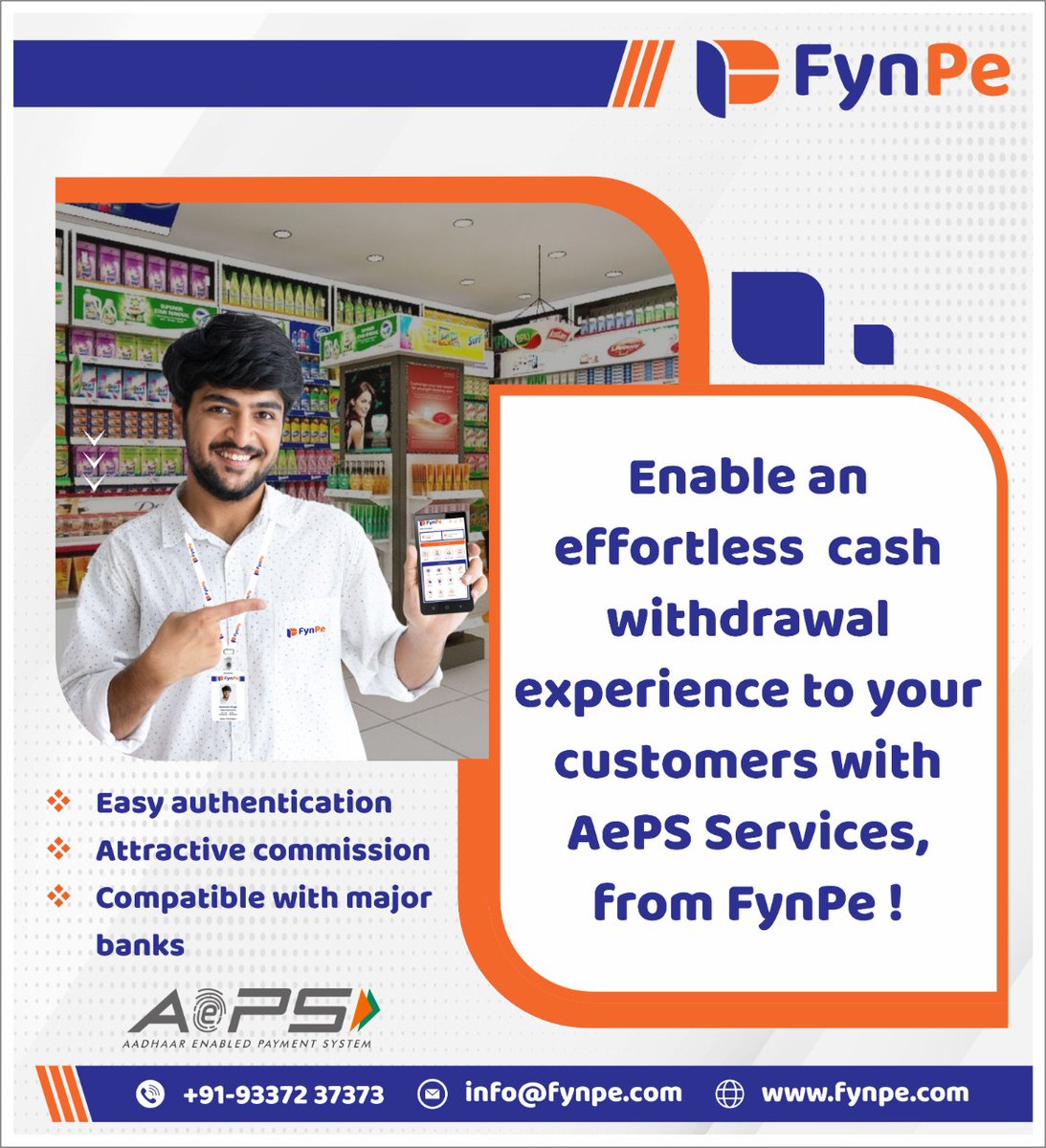 fynpe_payments's tweet photo. Now facilitate your customers with basic banking facilities such as cash withdrawal and balance enquiry with simple fingerprint authentication by enabling the AePS Services from FynPe!
Call us at 9015079079 to know more!
#aeps #online #payments #paymentdigital #fynpe #fintech https://t.co/B8HITsyiJX